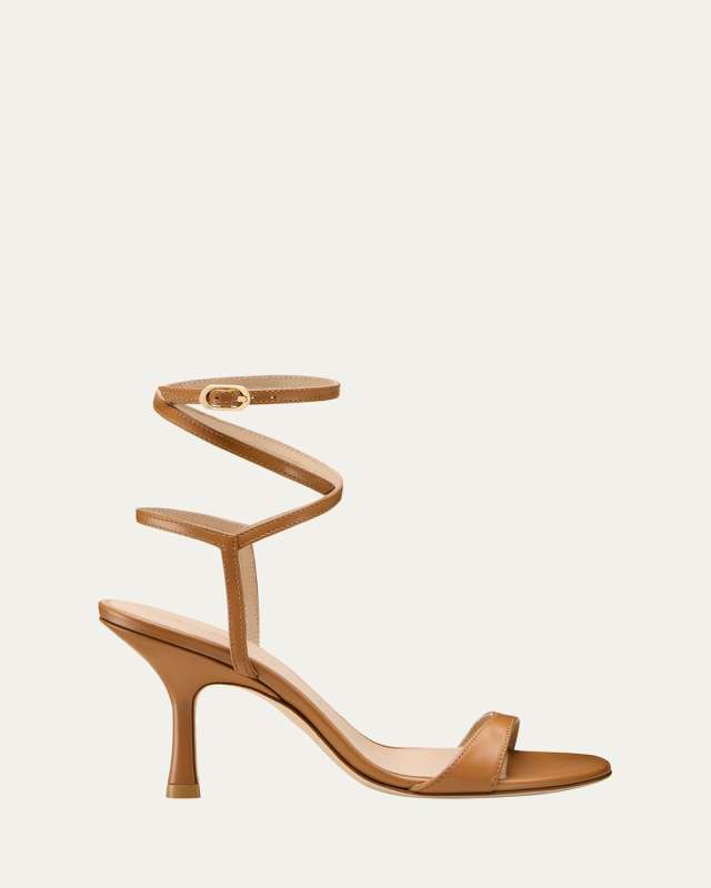 Nudist Leather Ankle-Wrap Sandals